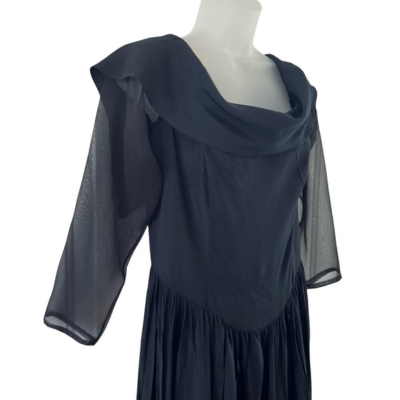 Rampage Dress Medium Black Sheer Maxi Cowl Whimsigoth Dark Romantic Y2K 90s Gown - Picture 12 of 16